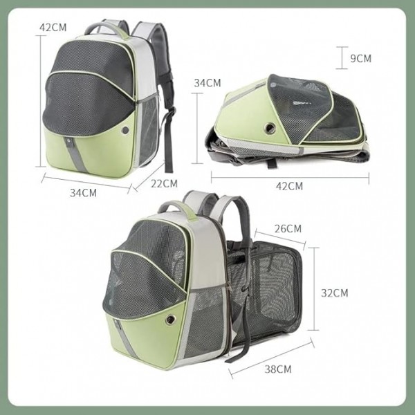 PetMaster Rubeku Pet Carrier Expandable Backpack Green Pet Master